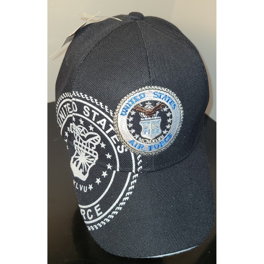 NWT USAF United States Air Force Blue Acrylic Strapback Baseball Cap Hat Embroid